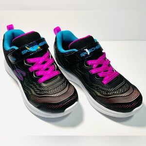 Skechers Girls Black Multi Color Jumpsters Running Sneakers U.S. 2